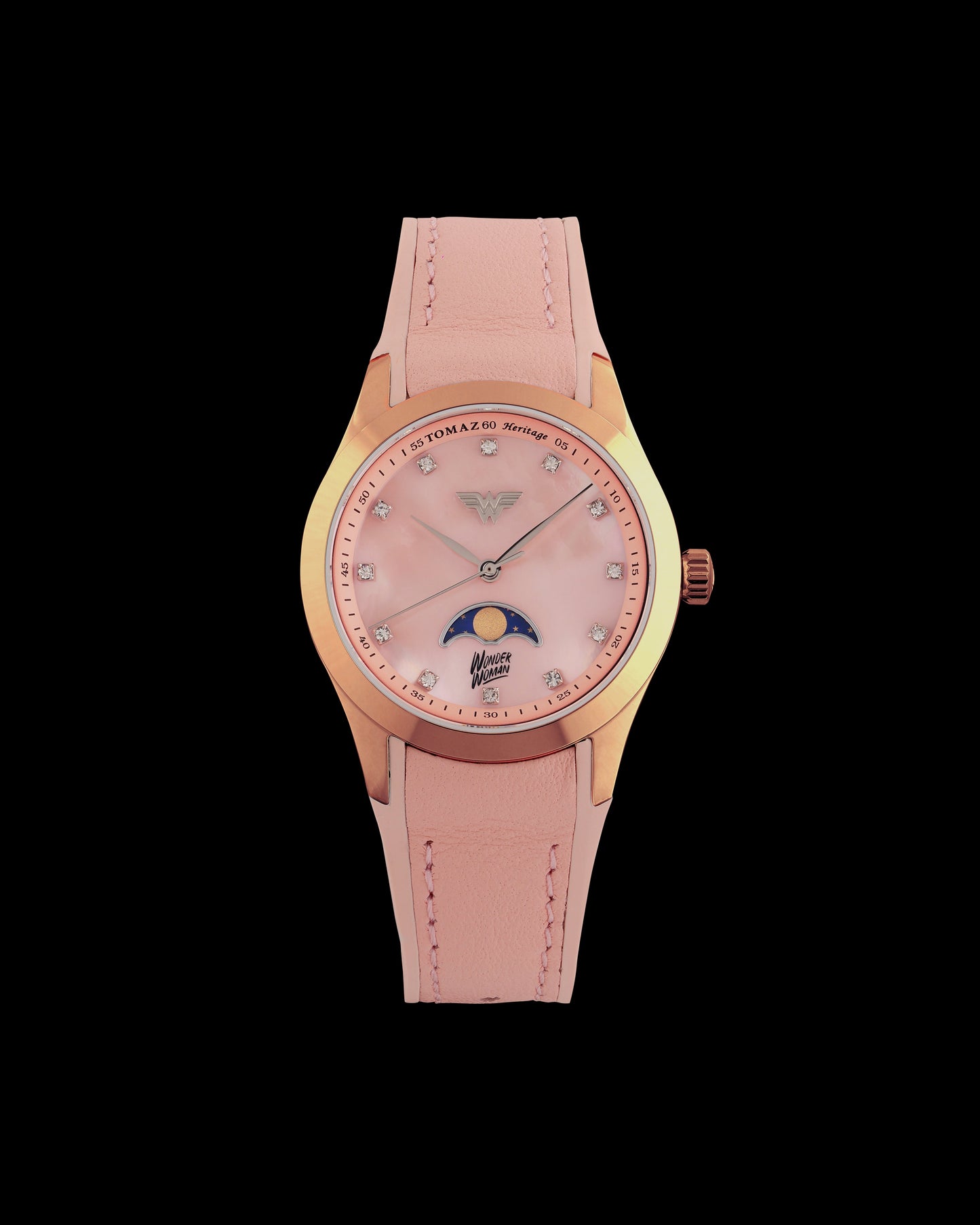 DC Wonder Woman G10L-AD2 (Rosegold/Light Pink) with Light Pink Rubber Leather Strap