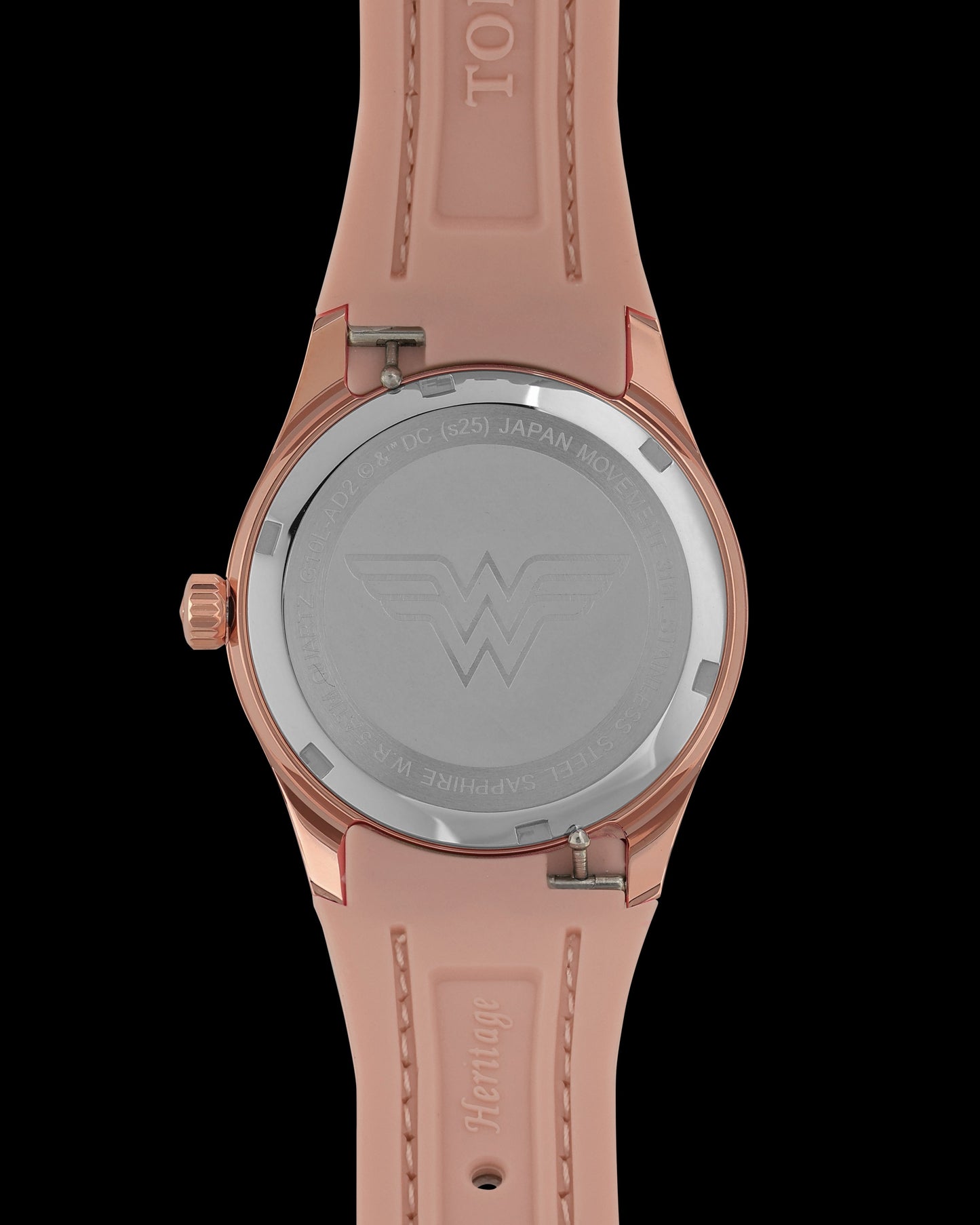 DC Wonder Woman G10L-AD2 (Rosegold/Light Pink) with Light Pink Rubber Leather Strap