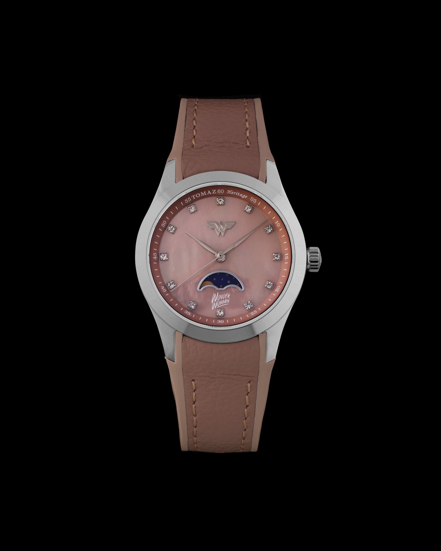 DC Wonder Woman G10L-AD7 (Beige/Silver) with Beige Rubber Leather Strap
