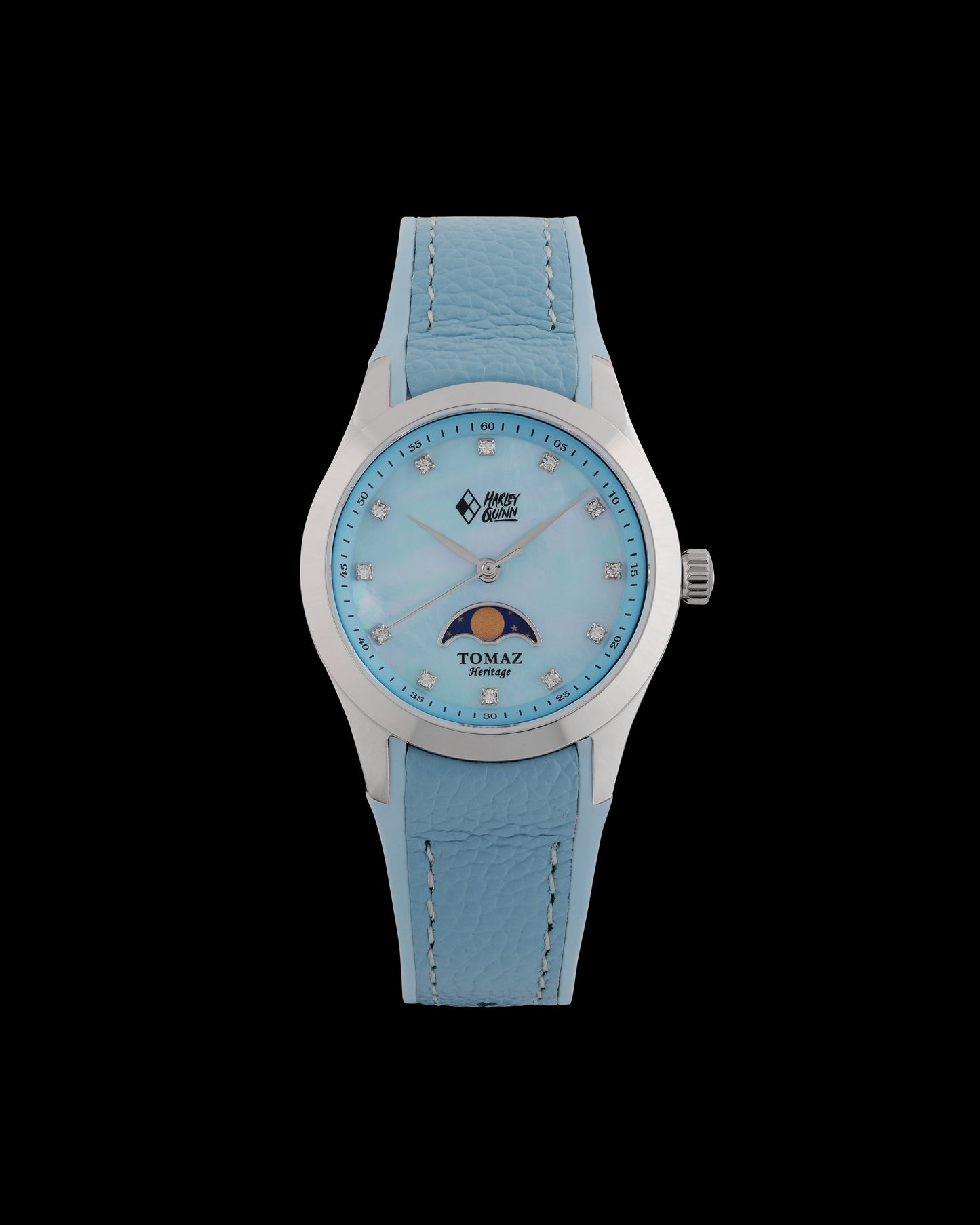 DC Harley Quinn G10L-BD1 (Silver/Light Blue) with Light Blue Rubber Leather Strap