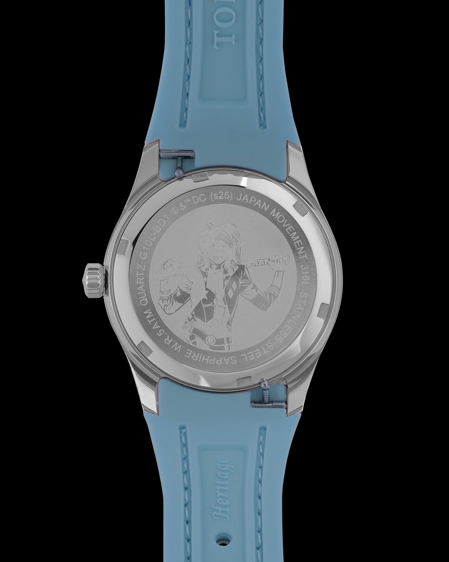 DC Harley Quinn G10L-BD1 (Silver/Light Blue) with Light Blue Rubber Leather Strap