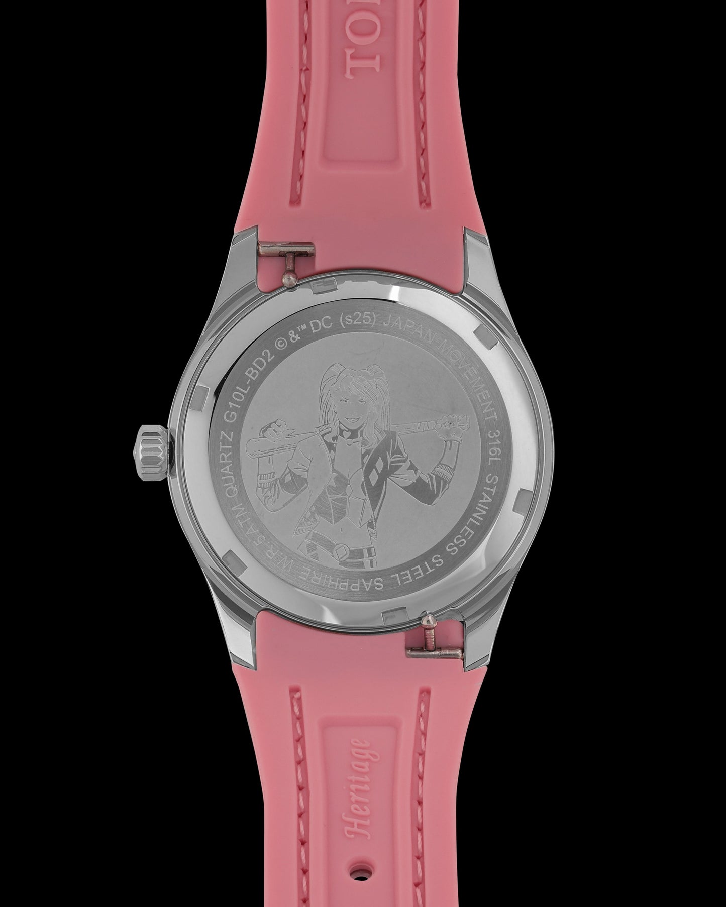 DC Harley Quinn G10L-BD2 (Silver/Pink) with Pink Rubber Leather Strap