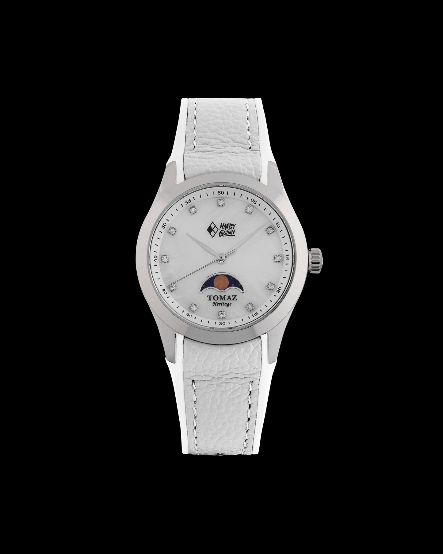DC Harley Quinn G10L-BD5 (Silver/White) with White Rubber Leather Strap