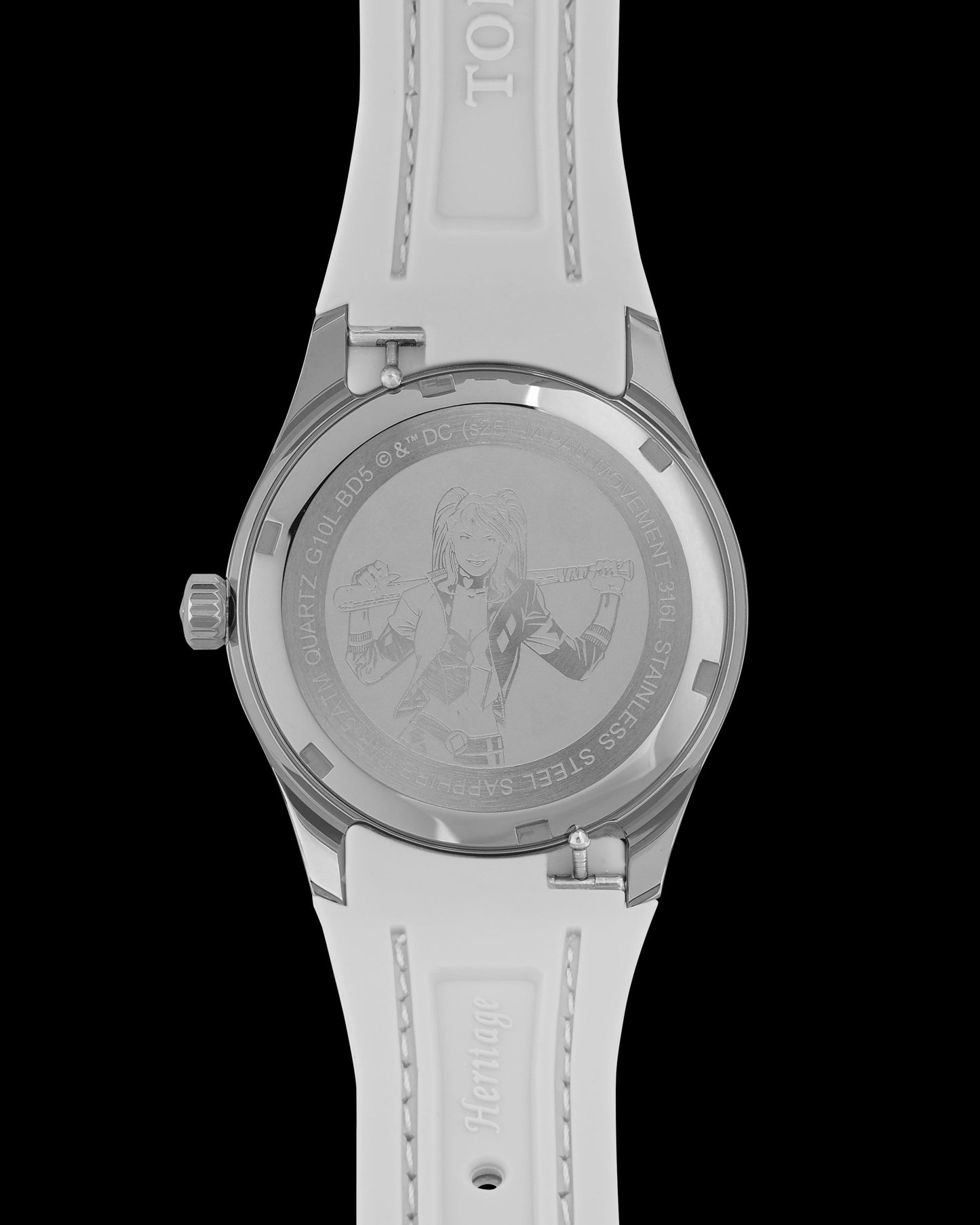 DC Harley Quinn G10L-BD5 (Silver/White) with White Rubber Leather Strap
