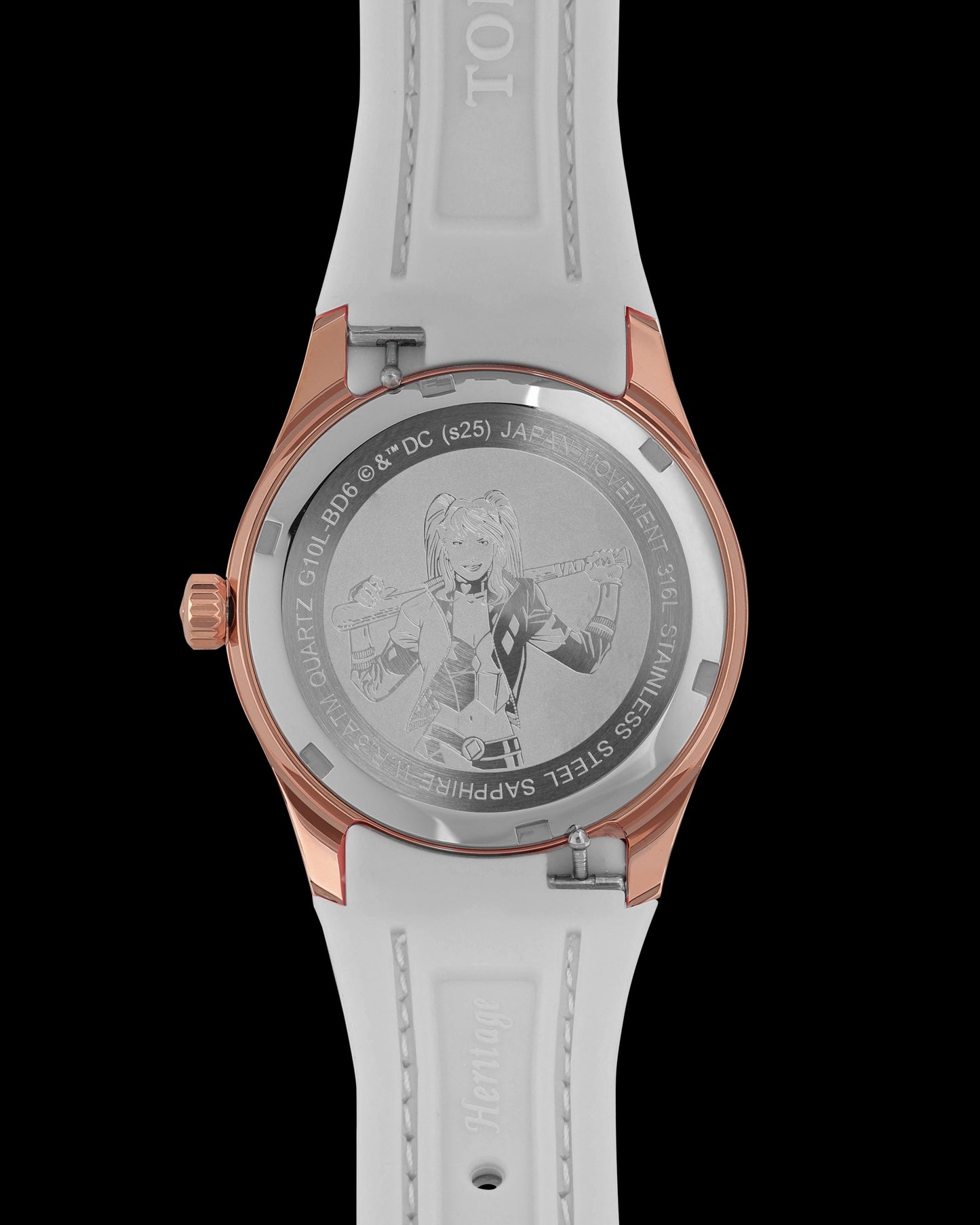 DC Harley Quinn G10L-BD6 (Rosegold/White) with White Rubber Leather Strap