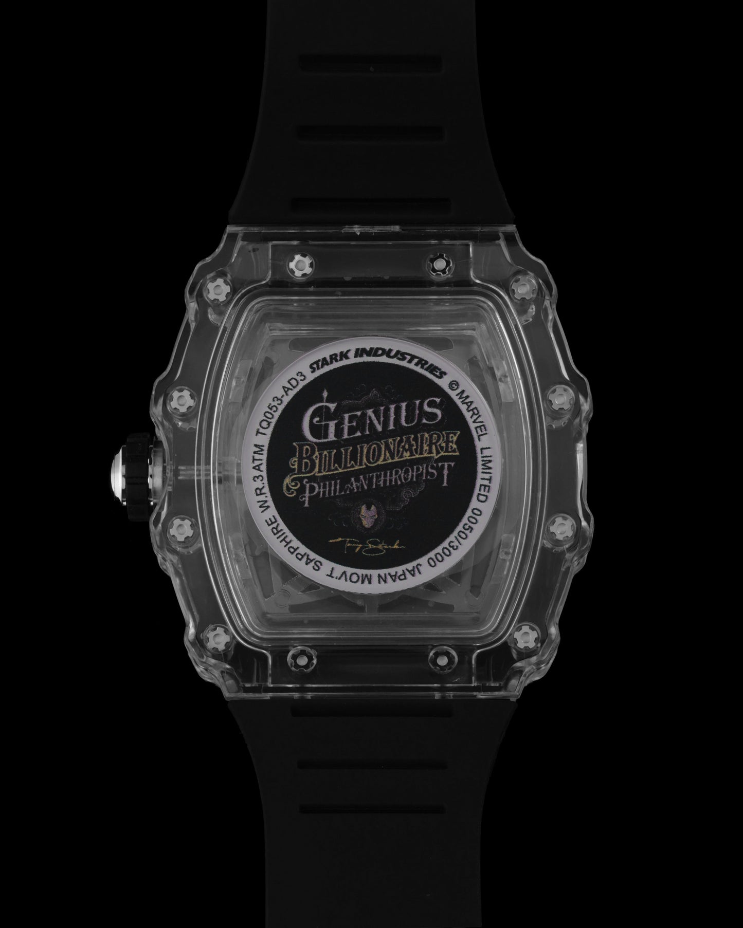 Turbo by Tomaz - Marvel Stark Industries Edition TQ053-AD3 (Black/Silver) with Black Rubber Strap