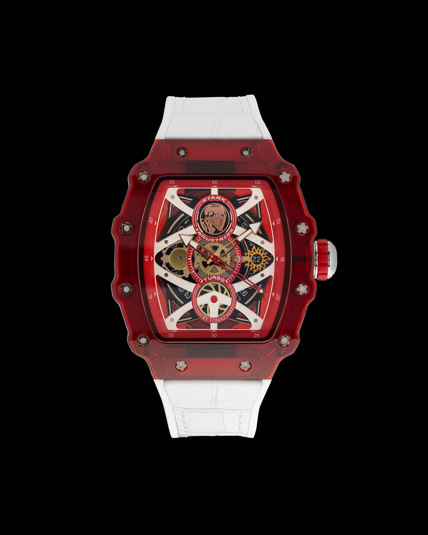 Turbo by Tomaz - Stark Industries Edition TQ053-AD5 (Red/White) with White Rubber Leather Strap