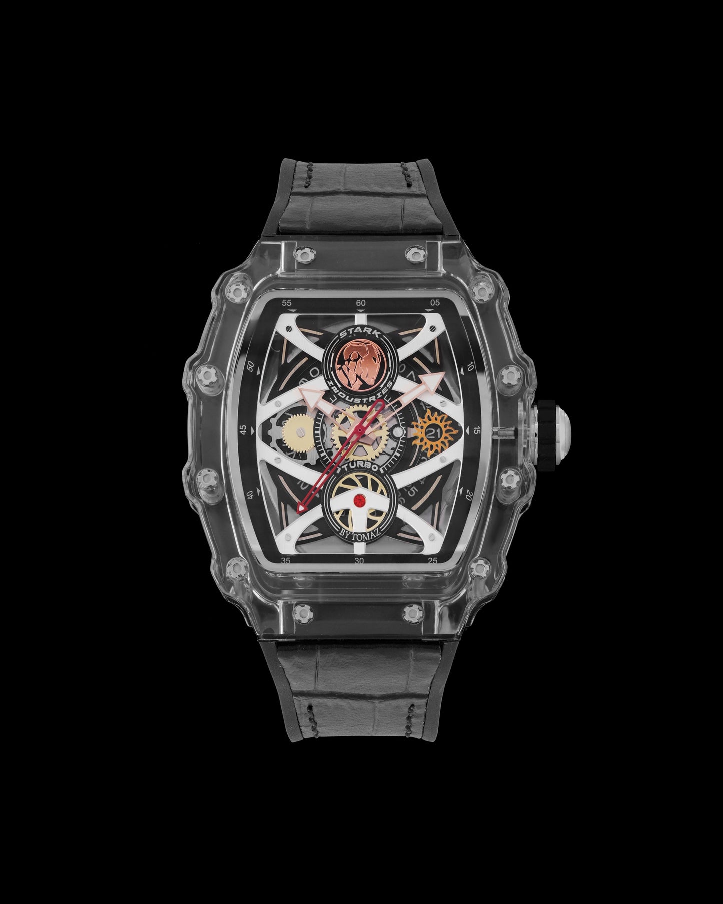 Turbo by Tomaz - Marvel Stark Industries Edition TQ053-AD6 (Black/Silver) with Black Rubber Leather Strap