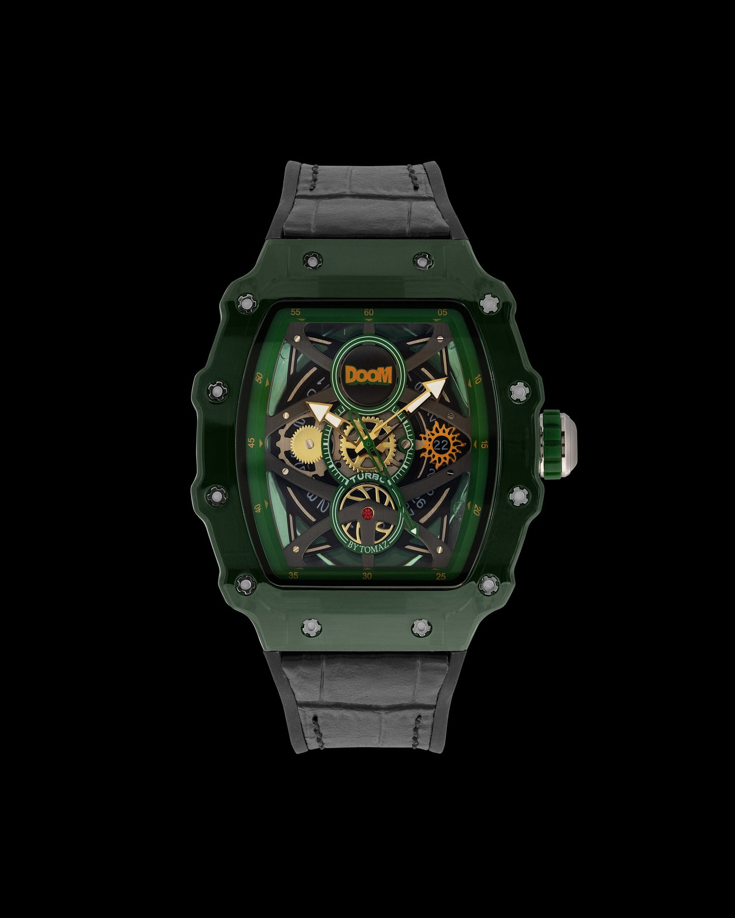 Turbo by Tomaz - Doctor Doom Edition TQ053-BD1 (Green/Grey) with Black Rubber Leather Strap