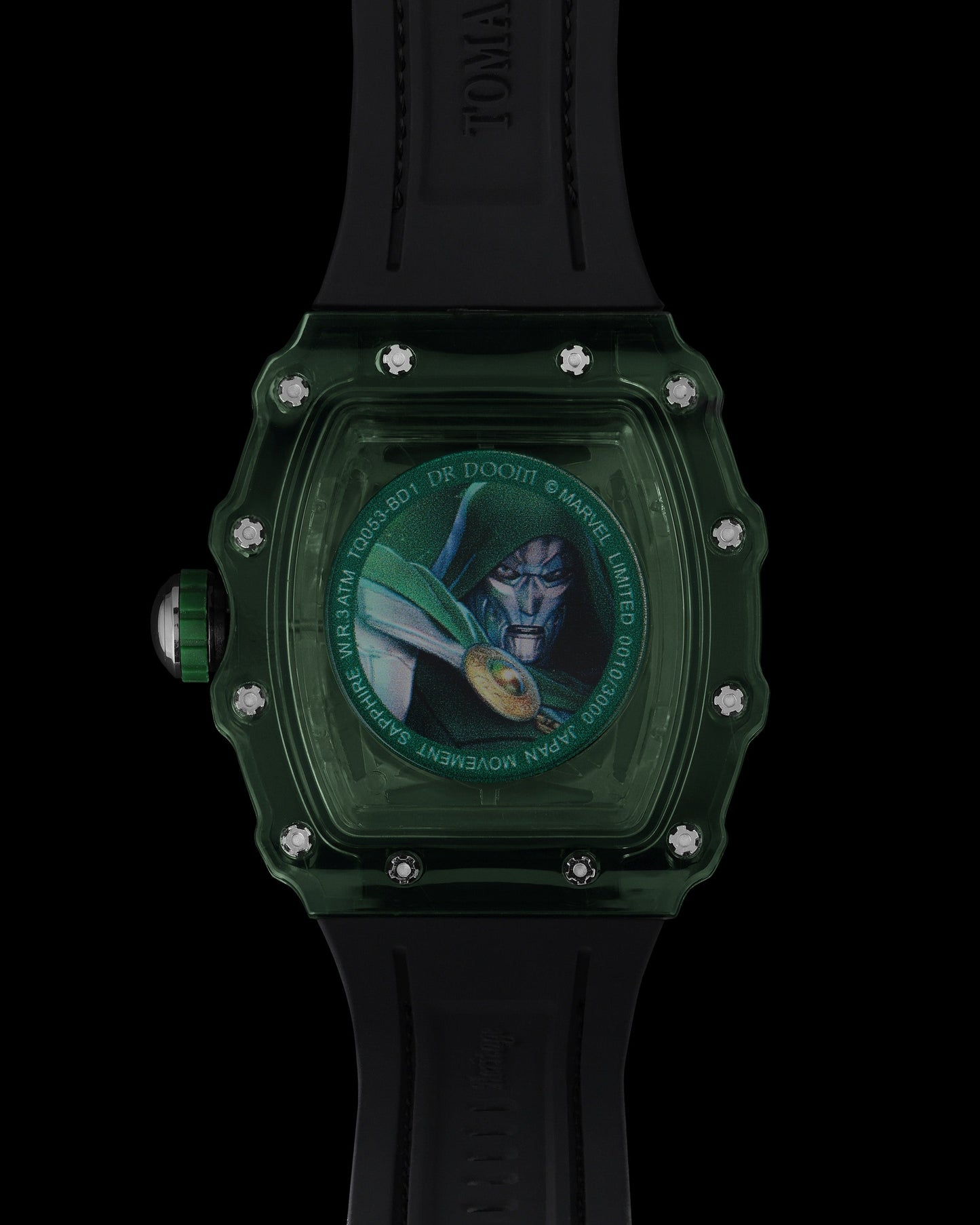 Turbo by Tomaz - Doctor Doom Edition TQ053-BD1 (Green/Grey) with Black Rubber Leather Strap