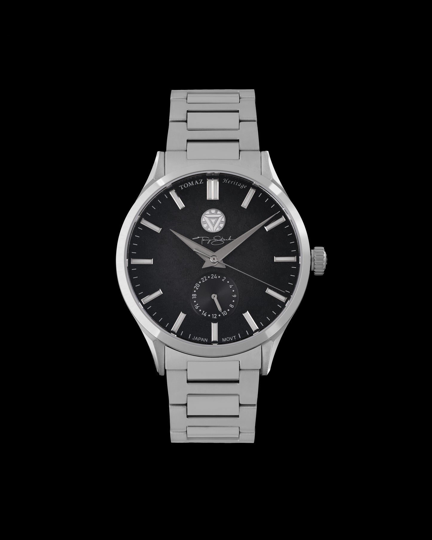 Marvel Tony Stark TQ056-AD1 (Black/Silver) with Silver Stainless Steel
