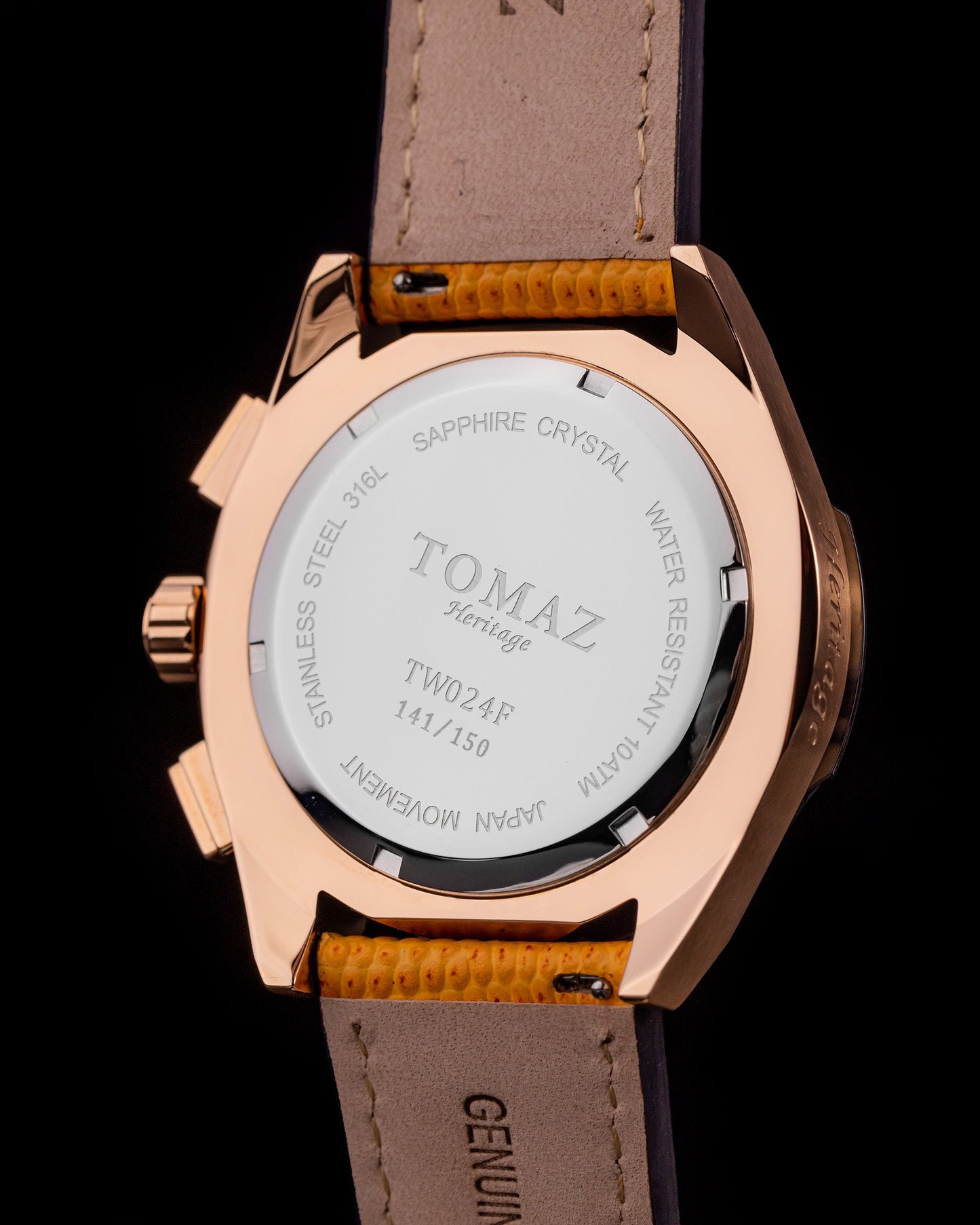 RAWR III TW024F-D4 (Gold/Black) with White Orange Swarovski (Orange Leather Strap)
