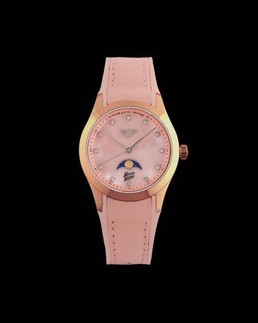 DC Wonder Woman G10L-AD2 (Rosegold/Light Pink) with Light Pink Rubber Leather Strap