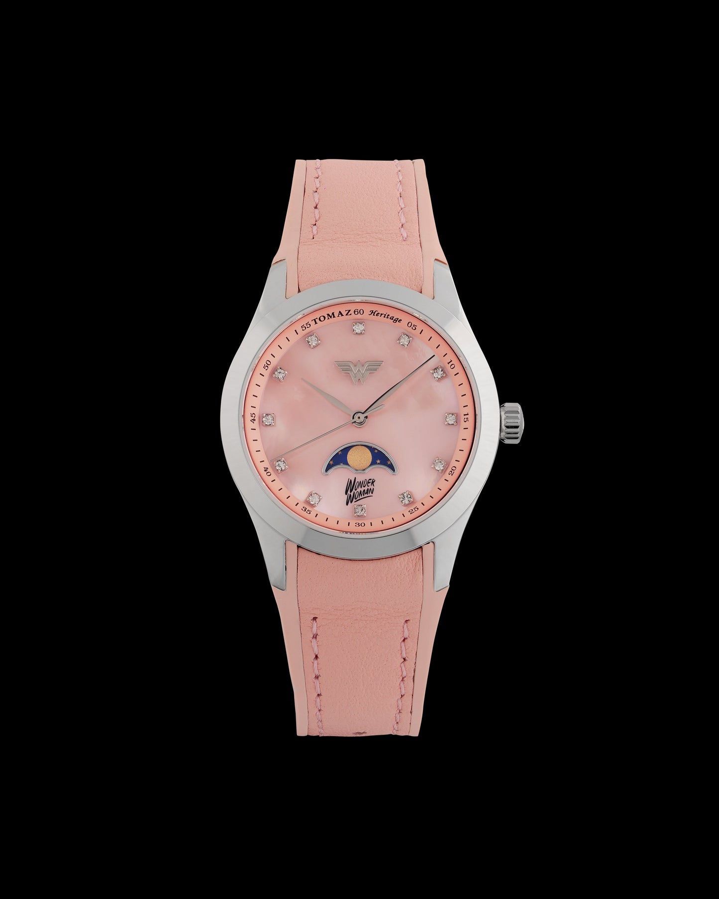 DC Wonder Woman G10L-AD3 (Silver/Light Pink) with Light Pink Rubber Leather Strap