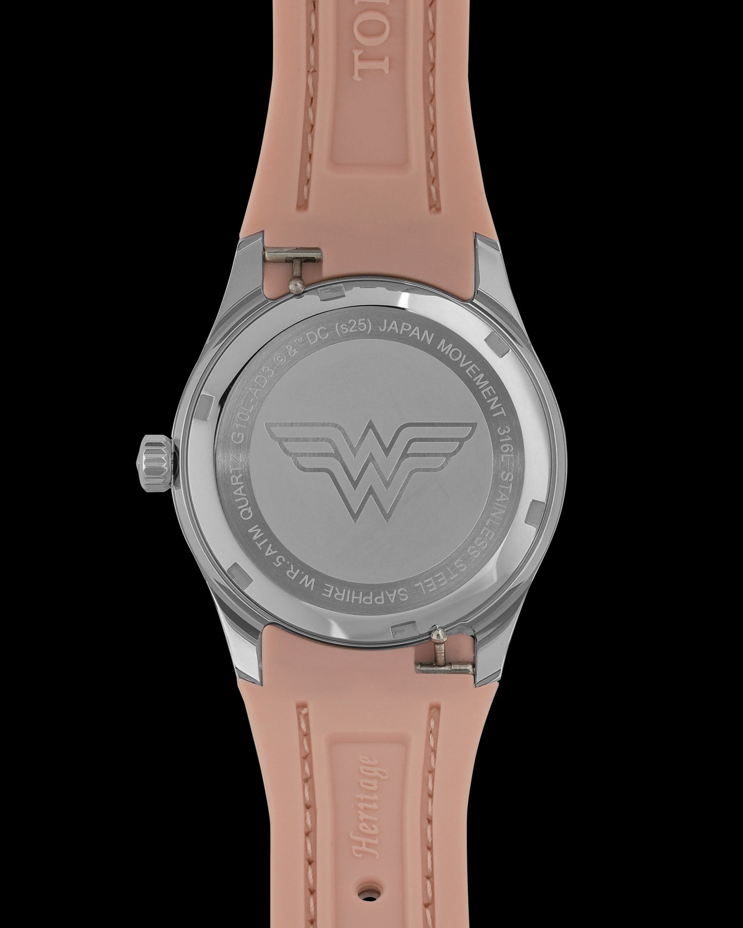 DC Wonder Woman G10L-AD3 (Silver/Light Pink) with Light Pink Rubber Leather Strap