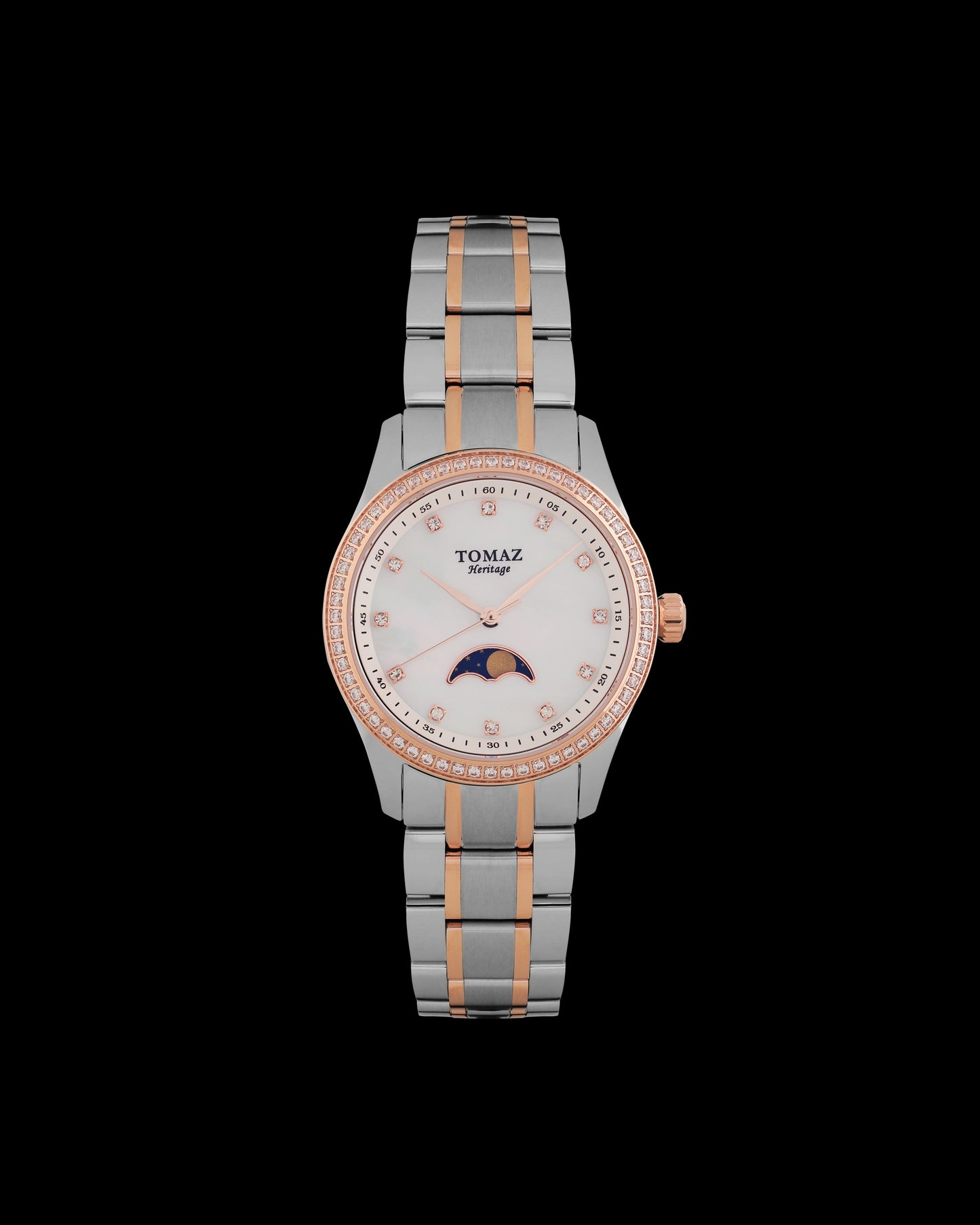 Tomaz G10L-DD5 Moon Phase (Silver/Rosegold/White) with Crystal and Silver Stainless Steel