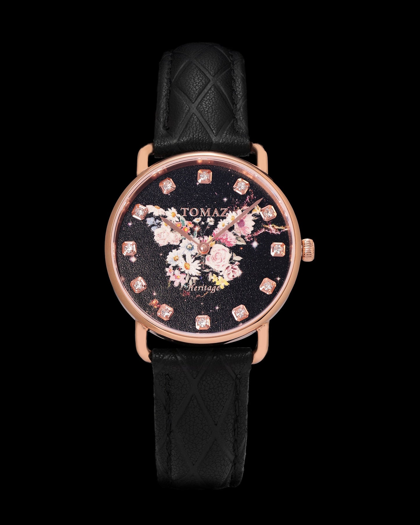 Tomaz Ladies Watch G1LE-D18 Butterfly (Rosegold/Black) Black Leather Strap