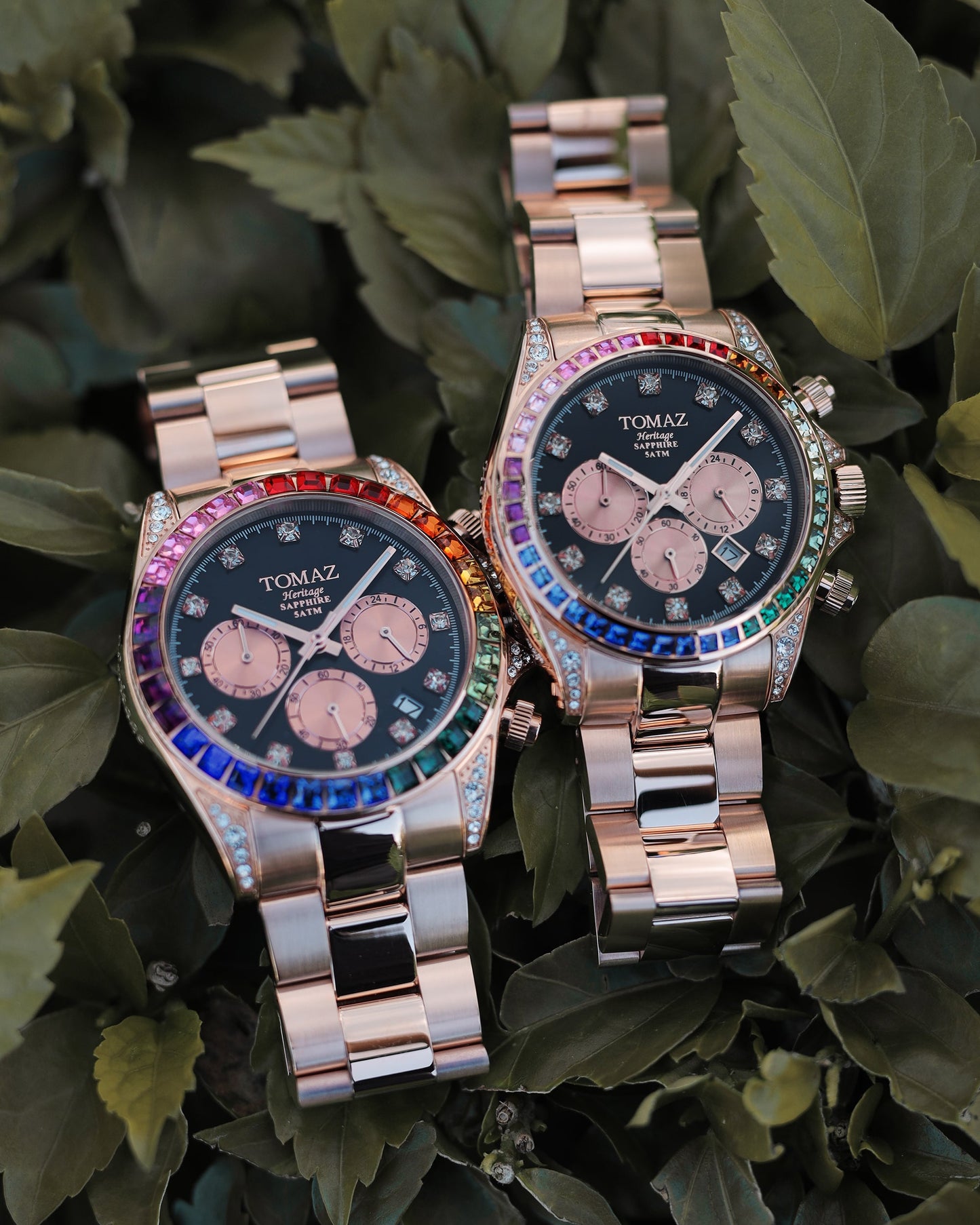 Tomaz Men's Watch GR02M-D1 (Rosegold/Black) with Rainbow Swarovski (Rosegold Stainless Steel)