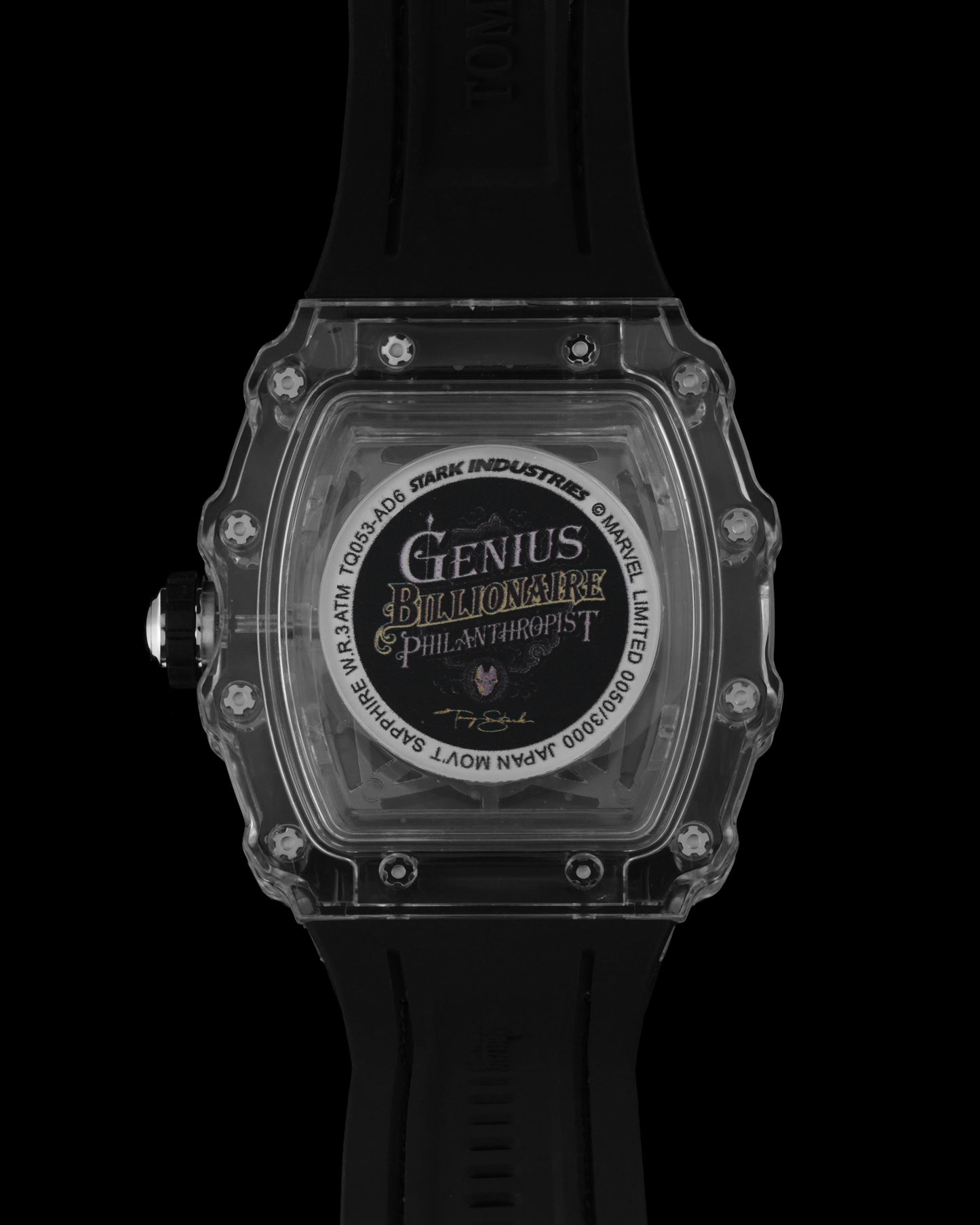 Turbo by Tomaz - Marvel Stark Industries Edition TQ053-AD6 (Black/Silver) with Black Rubber Leather Strap