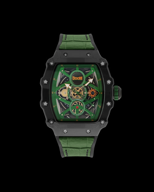 Turbo by Tomaz - Doctor Doom Edition TQ053-BD3 (Grey/Green) with Green Rubber Leather Strap