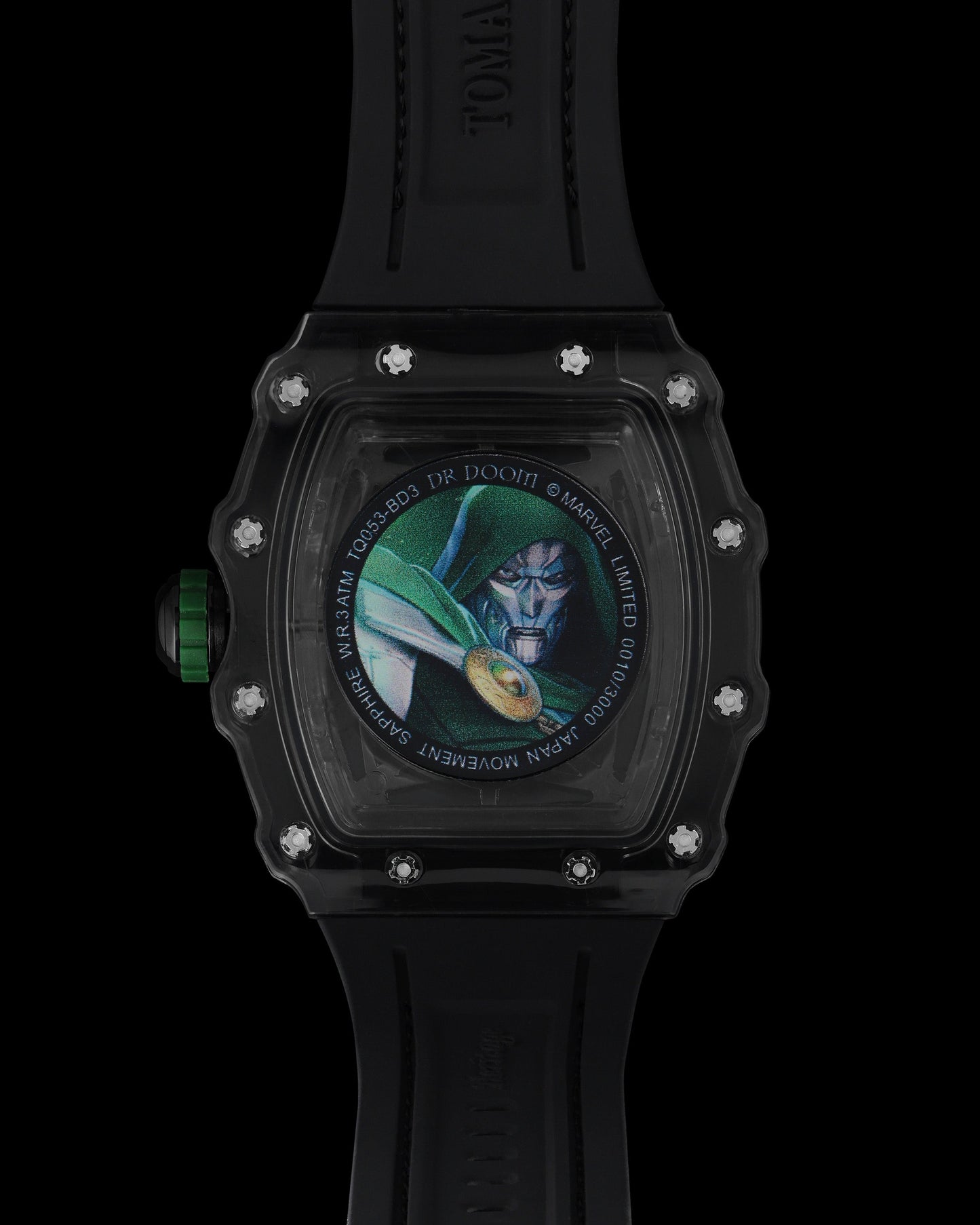 Turbo by Tomaz - Doctor Doom Edition TQ053-BD3 (Grey/Green) with Green Rubber Leather Strap