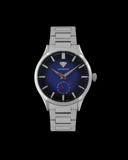 DC Superman TQ056-ED1 (Silver/Blue) with Silver Stainless Steel Strap