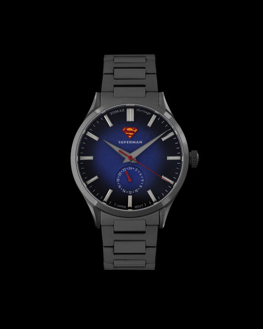 DC Superman TQ056-ED2 (Gunmetal/Blue) with Silver Stainless Steel