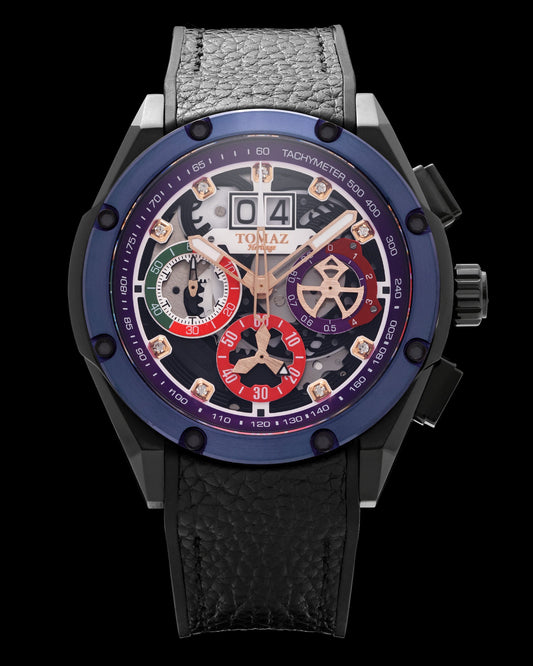 RAWR III TW024E-D7D (Black/Blue) Black Lychee Leather Strap
